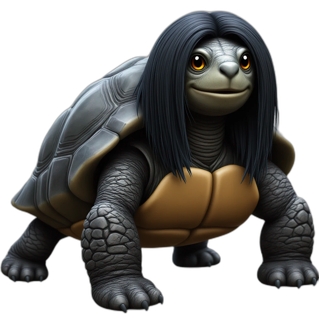 a gaming turtle with black hair-emoji