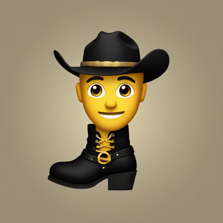 jerktunez in some cowboy boots black & gold-emoji