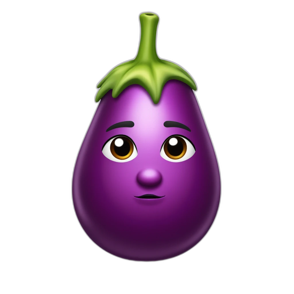 Eggplant emoji combined with the moai emoji-emoji