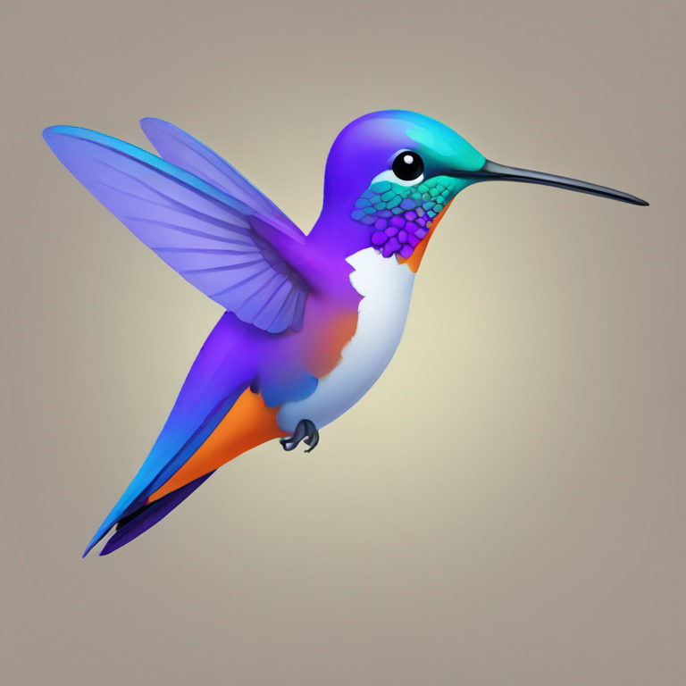 a hummingbird with purple, orange and blue-emoji