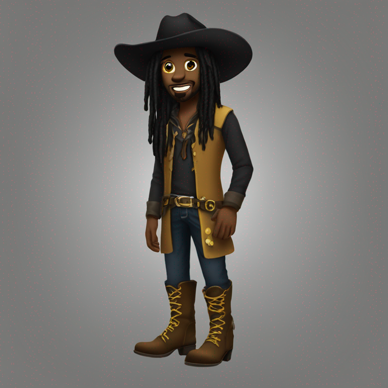 jerktunez a black man long dreadslocks wearing some cowboy boots black & gold-emoji