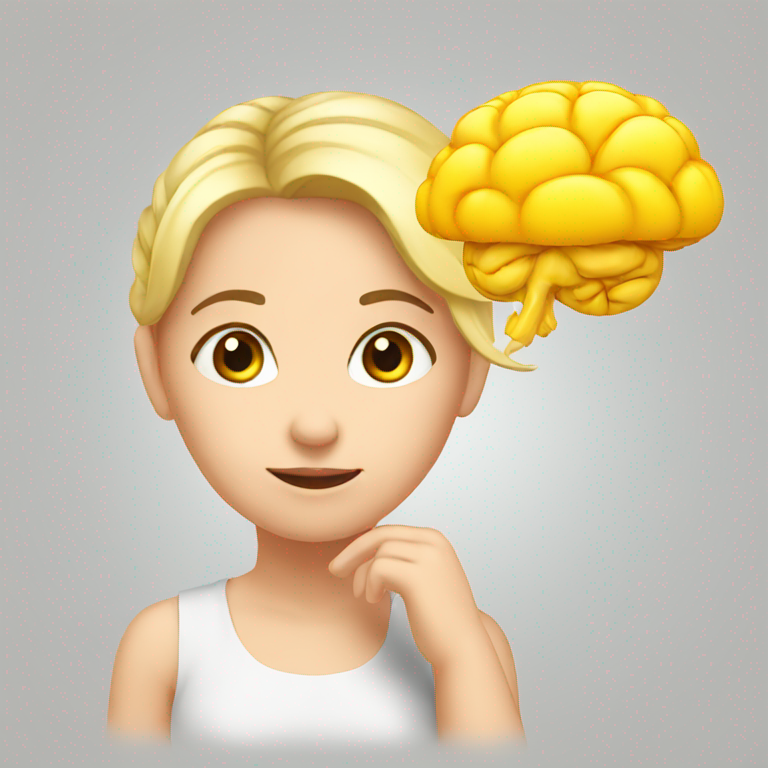 girls thinking , and touch brain.-emoji