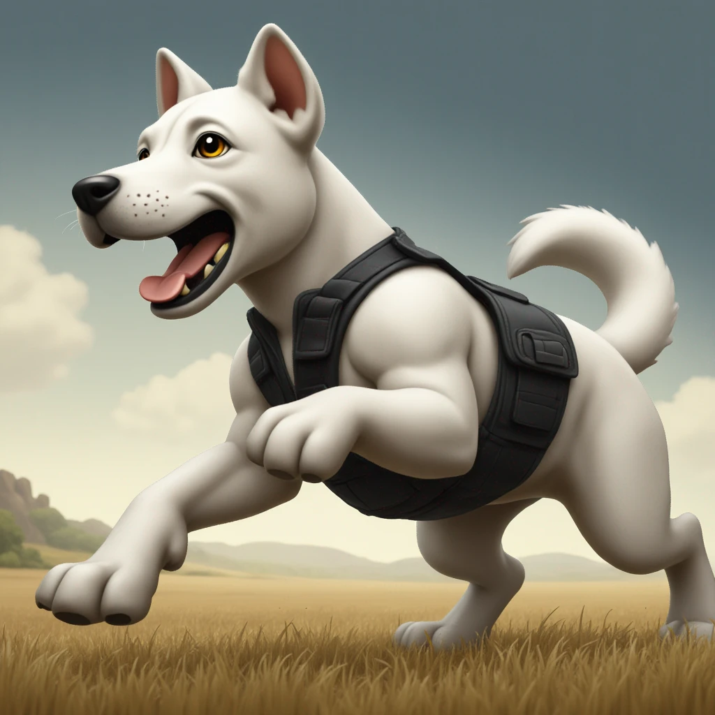 PERRO BLANCO Y NEGRO CORRIENDO-emoji