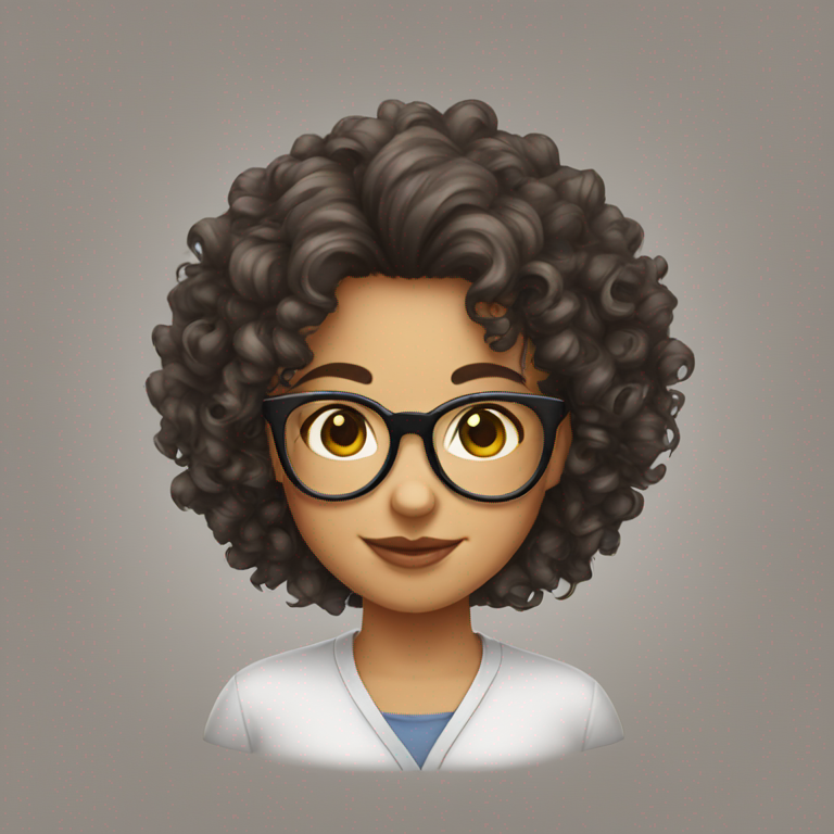 cute curly hair girl with glasses nerd-emoji