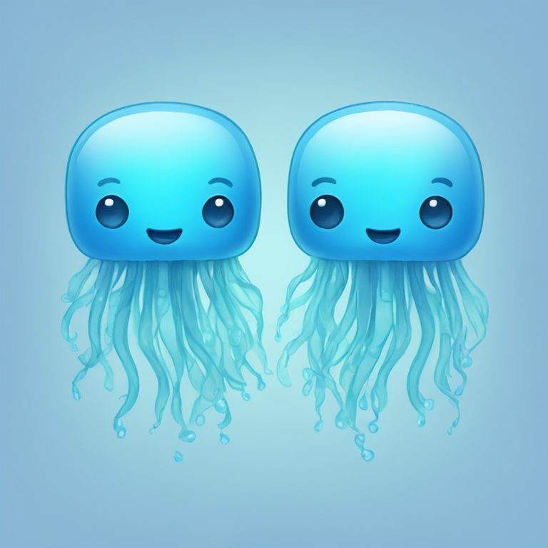 two light blue jellyfishes-emoji