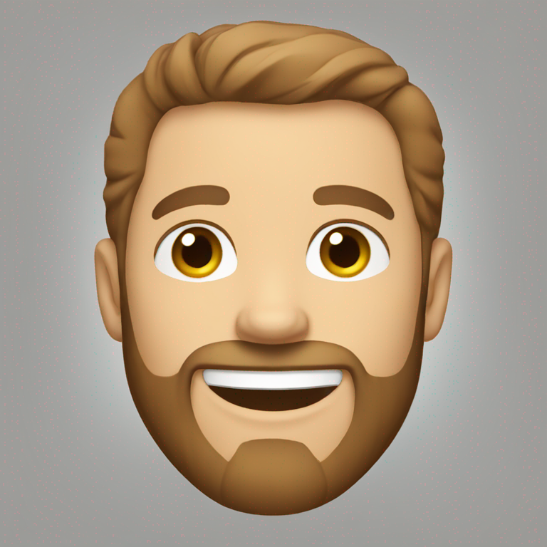 a caucasian guy with rade beard and brown short hair smiling-emoji