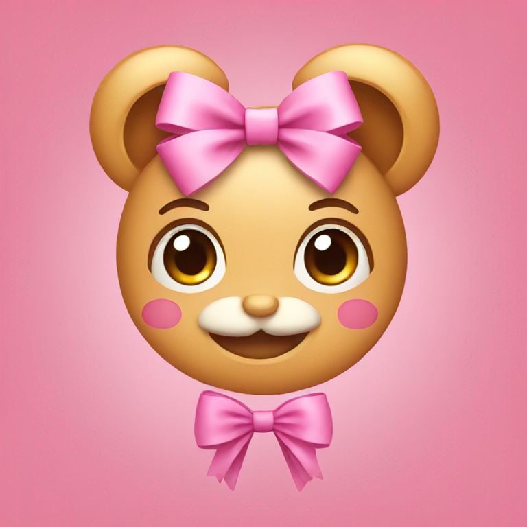 A cute emoji face with a pink bow-emoji