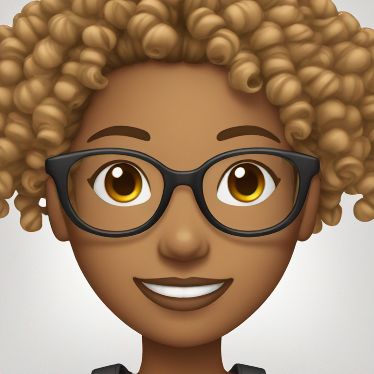 African American Woman with ombre curly braids and clear glasses smiling-emoji