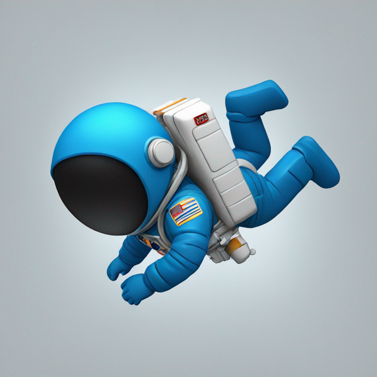 astronaut-man-no face-blue and black suit-flying-emoji