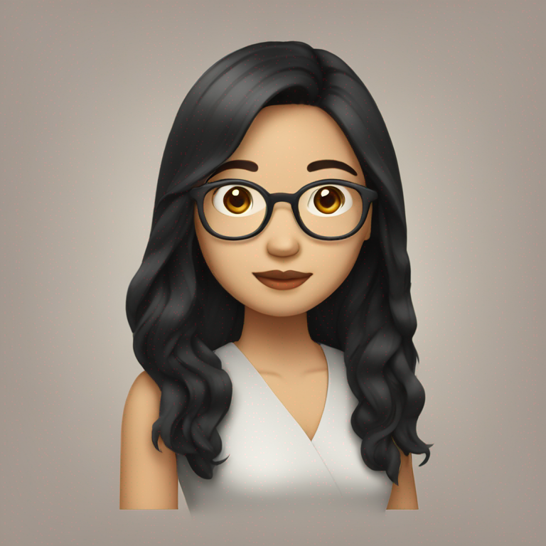 Filipina woman, fair skin, square face with glasses, long black hair-emoji