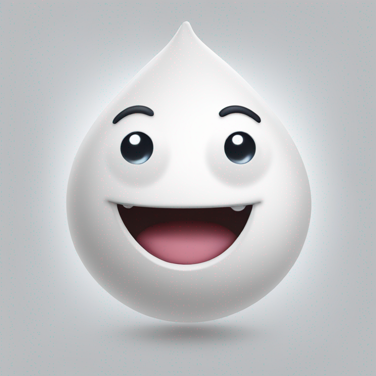 white 3d drop with eyes and smile-emoji