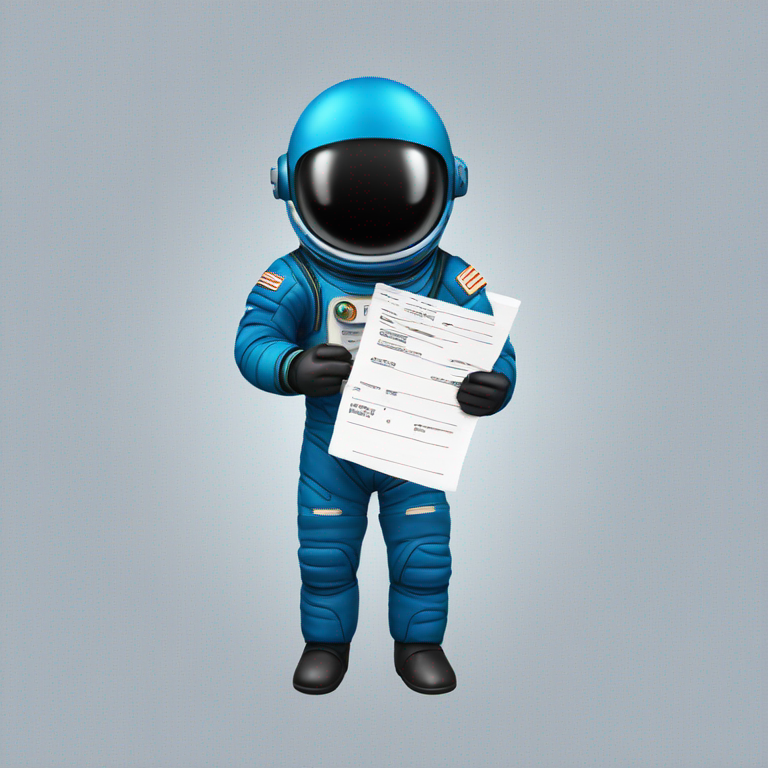 astronaut-man-blue and black suit-taking paper receipt-emoji