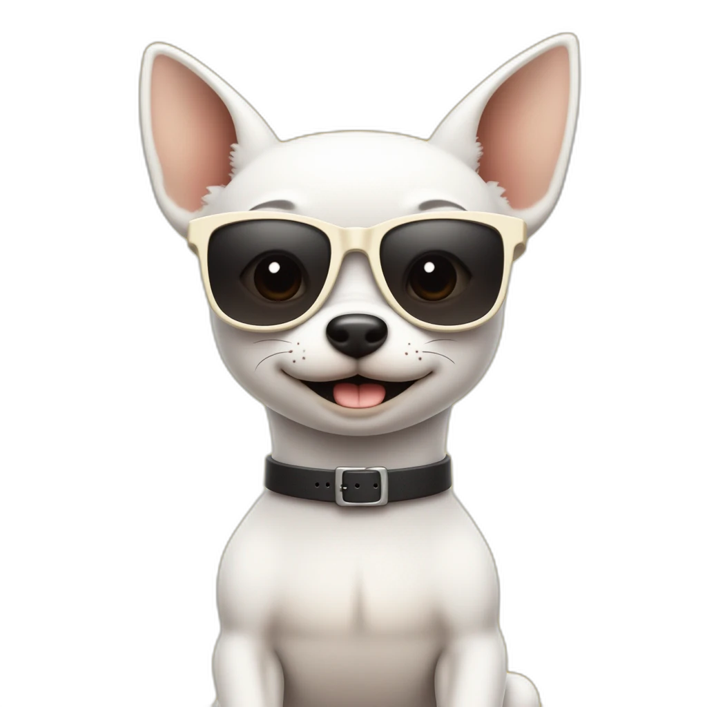 Un chihuahua blanco con gafas de sol-emoji