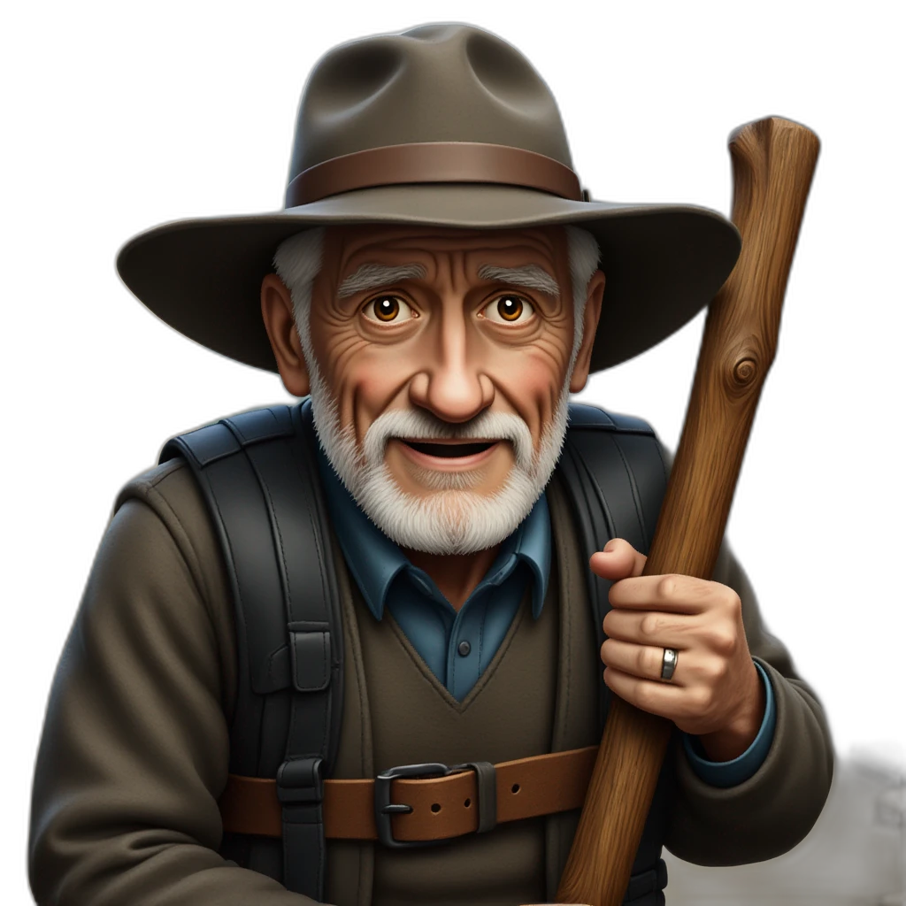 old man with a stick-emoji