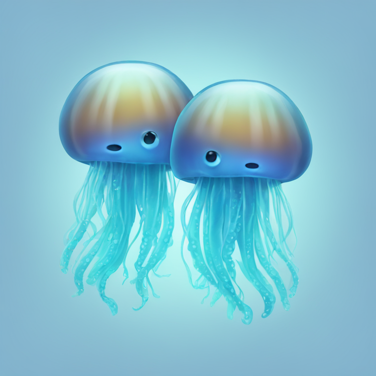 two light blue jellyfishes-emoji