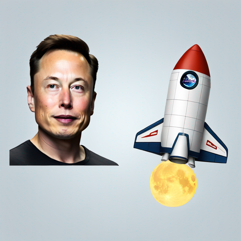 elon musk xspace rocket over the moon-emoji