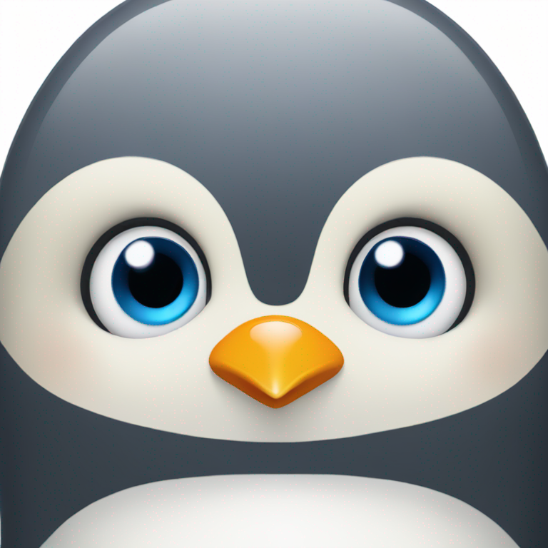 a penguin with blue eyes and blonde curl hair-emoji