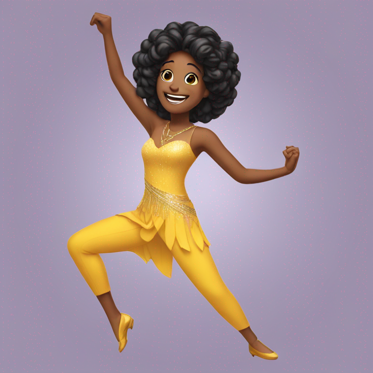 a happily dancing queen-emoji