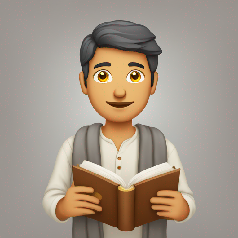 mithila man with fair face and holding book-emoji