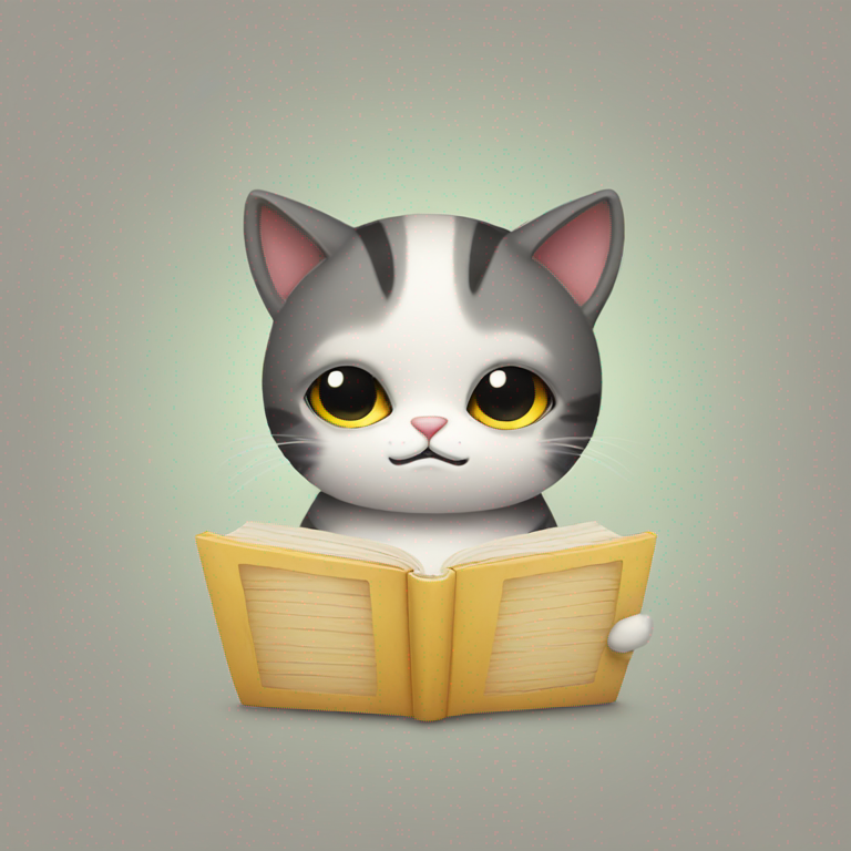 sad cat reading a book-emoji