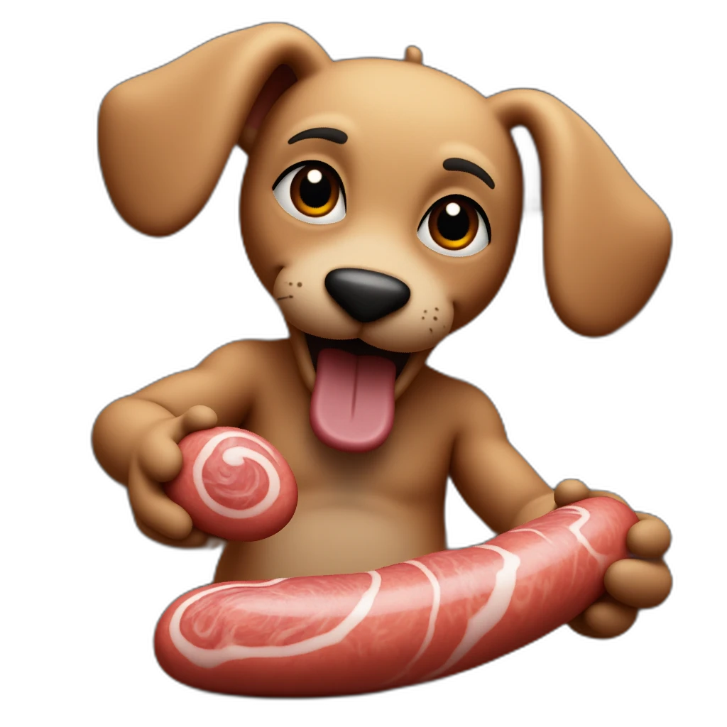 un teckel qui fabrique du saucisson-emoji