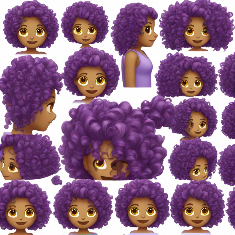 a girl in purple curly hair-emoji